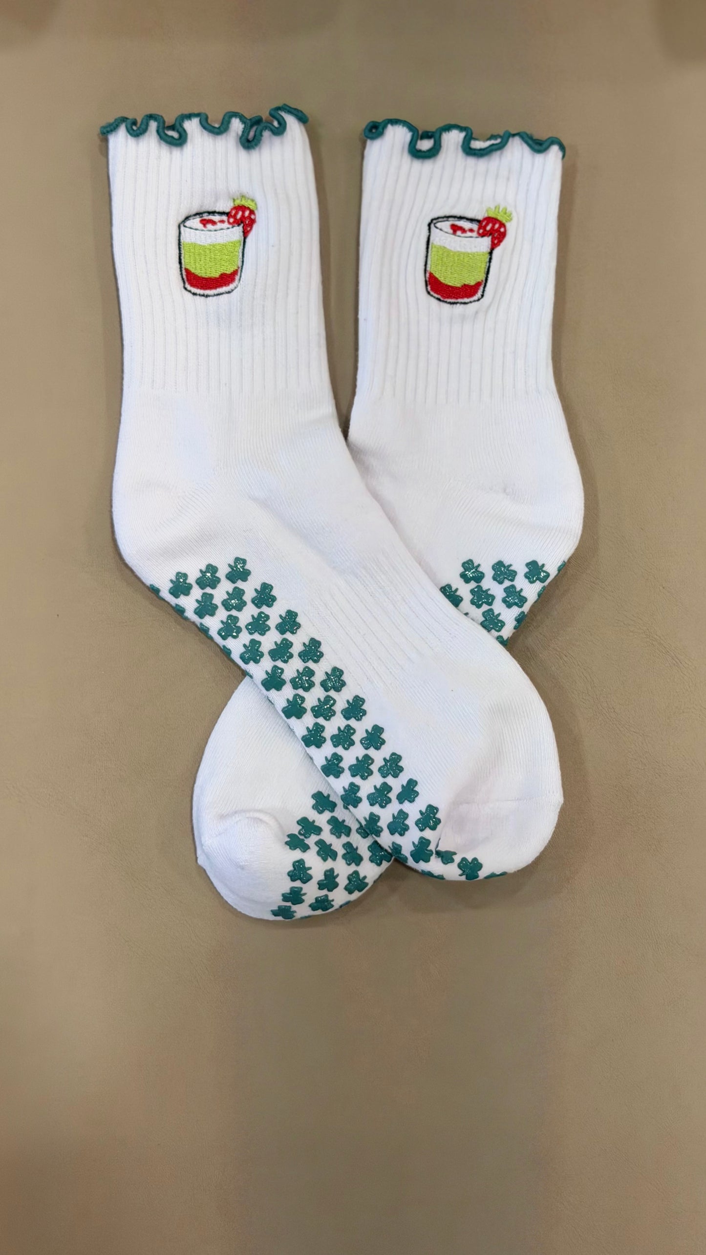 Strawberry Matcha Grip Socks 🍓🍵