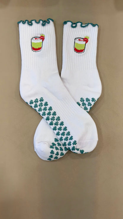 Strawberry Matcha Grip Socks 🍓🍵